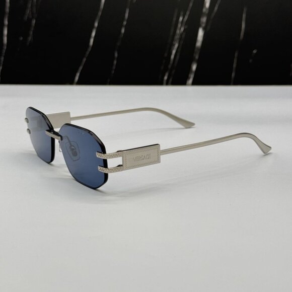 NEW VE2274 1000/80 VERSACE SILVER BLUE WOMEN VERSACE MOD 2274 100080 SUNGLASSES - Picture 7 of 12